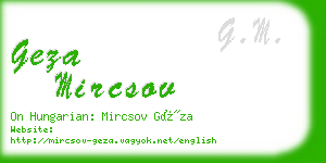 geza mircsov business card